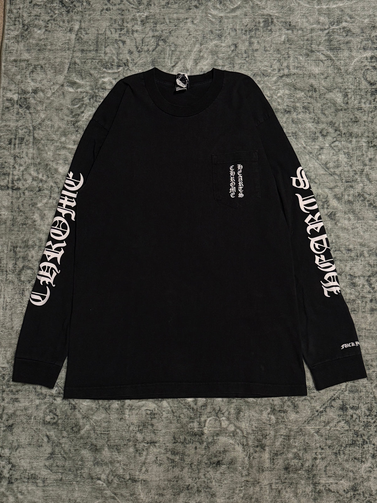 Vintage Chrome Hearts Scroll Logo Long-Sleeve Pocket T-Shirt 🖤