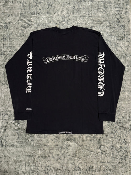 Vintage Chrome Hearts Scroll Logo Long-Sleeve Pocket T-Shirt 🖤